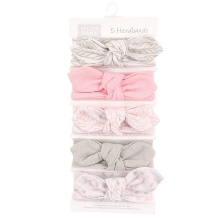 Hudson Baby Cotton and Synthetic Headbands, Gray Feather, 0-24 Months (Pack of 5)