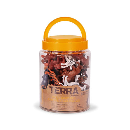 Terra by Battat Wild Animal Figurines Tube, 60 Mini Safari Figures, Animals
