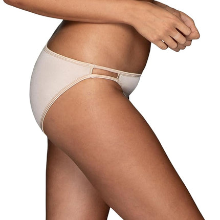 Vanity Fair Women's Illumination String Bikini Panties, Silky Stretch & Satin Trim Style Underwear, 3 Pack-Rose Beige, 7 (Pack of 3)
