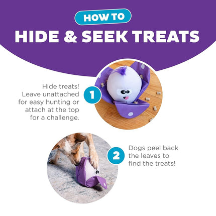 Outward Hound Nina Ottosson Hide N' Find Interactive Plush Dog Puzzle, Dog Enrichment Toys, Plush, Durable Dog Toy, Cauliflower, Purple