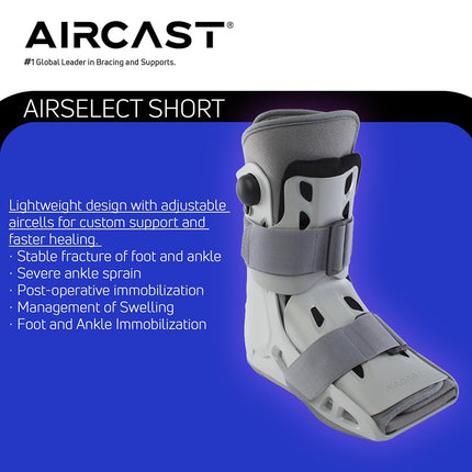 Bota ortopédica/andador corto Aircast AirSelect, blanca, gris, pequeña