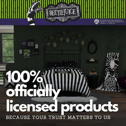 Franco Comforter and Sheet Set, Microfiber, Beetlejuice, 5 Piece Full Size