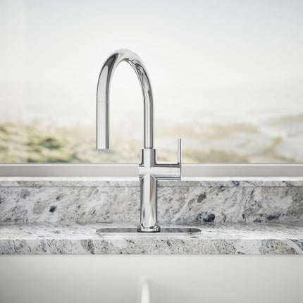 KOHLER 22976-CP Crue Pull-Out Single-Handle Kitchen Sink Faucet, Polished Chrome