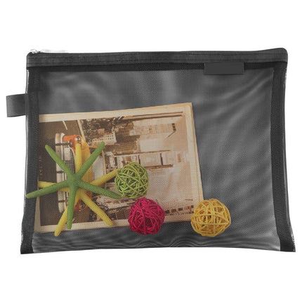 Bolsas de Maquillaje de Malla Topfinder, Estuches Cosméticos con Cremallera, Estuches para Lápices con Cremallera, Kit de Aseo Portátil para Viajes, Estuche Organizador de Oficina, Papelería ((6A+5A)*3 Negro)