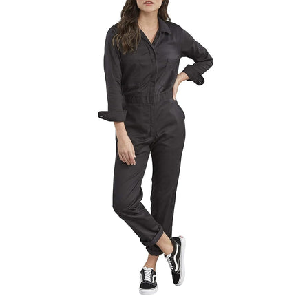 Dickies womens Long Sleeve Cotton Twill Work Utility Coveralls, Black, X-Large US