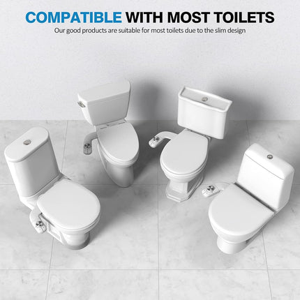 Non-Electric Bidet Attachment, Self-Clean Dual Nozzles, Adjustable Pressure