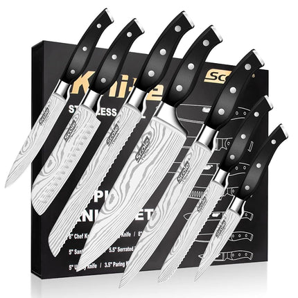 SCOLE® 7-Piece Kitchen Knife Set, Professional Che