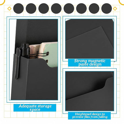 Gilprop 8 Pack Magnetic File Holder Magnetic Wall File Folders Organizer Classroom Storage Refrigerator Magazine Holder for Whiteboard Mail Letters Paper Teacher Office(7x5in,Classic,Black)