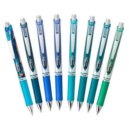 Stylo gel liquide rétractable EnerGel RTX, 0,7 mm, teintes pour prendre des notes, encre bleu marine, bleu et bleu ciel, paquet de 3 stylos (BL77LBNBP3M)