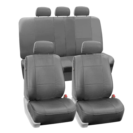 FH Group PU002SOLIDGRAY115 Gray Faux Leather Split