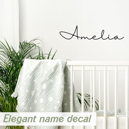 BOAO Personalized Name Wall Decal Large Cursive Letter Stickers Alphabet Custom Name Stickers Nursery Wall Decal for Bedside Bedroom Classroom Home DIY Crafts(Elegant,Black,Regular)