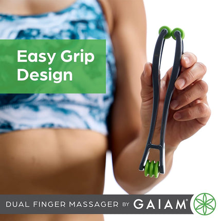 Gaiam Masajeador de dedos Rodillo de masaje de mano de doble cara para la circulación, el estrés, la artritis y el alivio del dolor de manos