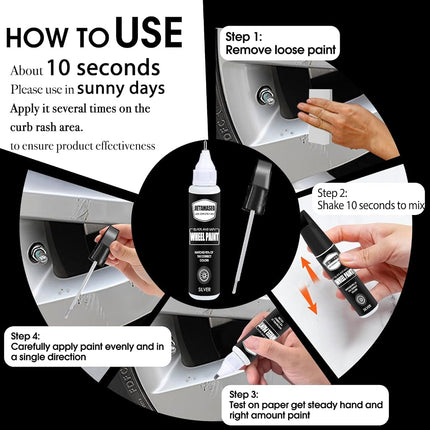 Matte Black Rim Touch Up Paint - Wheel Repair Kit Curb Rash, Quick And Easy Wheel Scratch Repair, Rim Paint For Car Wheel Repair