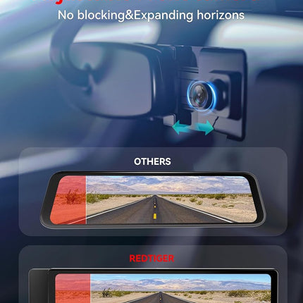 REDTIGER Rear View Mirror Camera for Cars,4K Front and 2.5K Rear Mirror Dash Cam Backup Camera,11" UHD Full Touch Screen Rearview Mirror Dash Camera, Night Vision GPS Reverse Parking Monitor 32GB Card