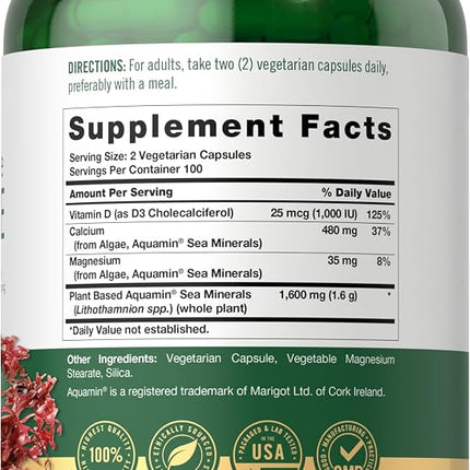 Red Marine Algae 1600mg | 200 Capsules | Vegetarian Supplement | Non-GMO, Gluten Free | by Carlyle