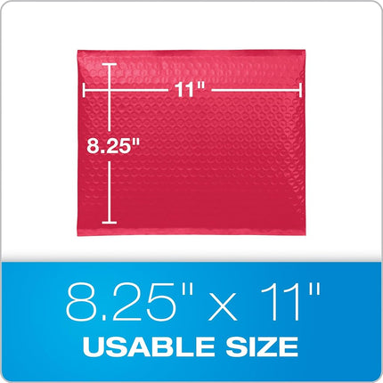 Quality Park Bubble Mailers, 8.25 x 11 Shipping Envelopes, Water Resistant Red Poly Padded Envelopes, Redi-Strip Peel Off Closure, 25/Box (QUA85869)