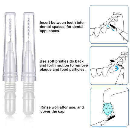 BBTO 100 Pièces Brosses interdentaires pour appareils dentaires, brossettes de nettoyage interdentaire, cure-dents, têtes de brosse à dents, cure-dents buccaux, outils de nettoyage (blanc)
