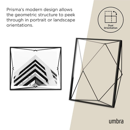 Umbra Prisma Picture Frame, Floating Metal Wall Mount, 8x10, Black