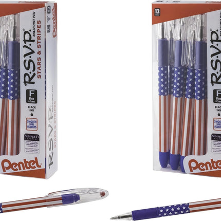 Pentel RSVP Ballpoint Pen, (0.7mm) Fine Line, Flag