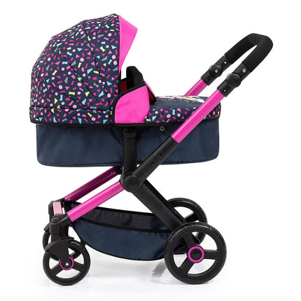 Bayer Baby Dolls Pram XEO - Convertible Doll Pushchair, Carrycot & Changing Bag - Foldable Stroller with Adjustable Handle Height for Girls, Tall Dolls Pram for 6 Years Plus, 3-5 Year Olds