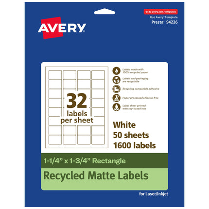 Avery EcoFriendly Matte White Recycled Rectangle L