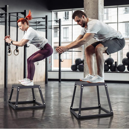 VEVOR Plyometric Jump Box, 12 Inch Plyo Box, Steel Plyometric Platform and Jumping Agility Box, Anti-Slip Fitness Exercise Step Up Box for Home Gym Training, Conditioning Strength Training, Black