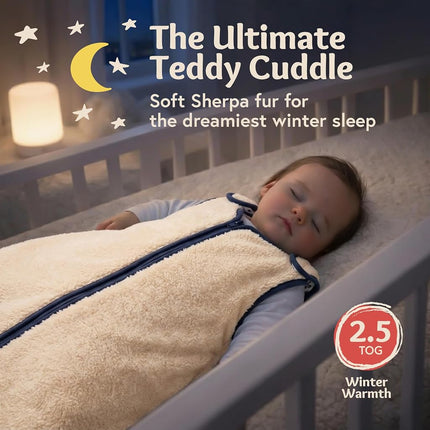 baby deedee Sleep Nest Teddy Baby Sleeping Bag, Ivory, Large (18-36 Months)