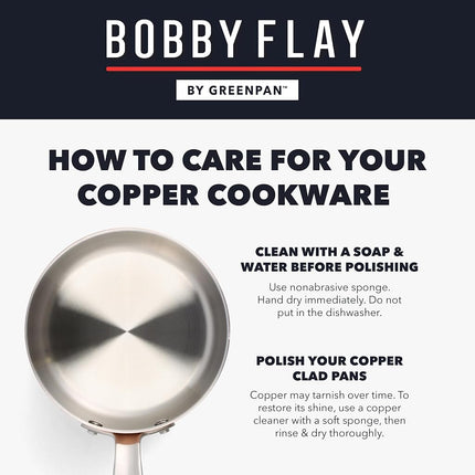 GreenPan x Bobby Flay 2QT Copper Chef's Pan with Lid, Tri-Ply, Induction Ready