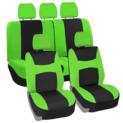 FH Group FB030GREEN115-SEAT Fundas de asiento automotriz de cubo verde de ajuste universal y funda de banco para la mayoría de automóviles, SUV y camiones (juego completo compatible con airbag con asiento trasero partido)