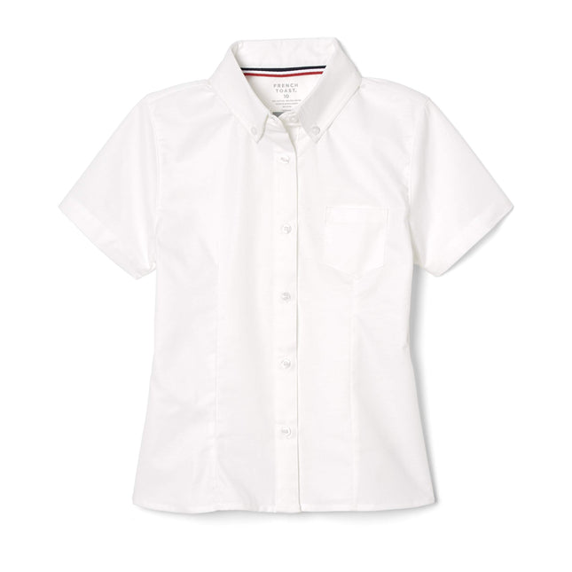 French Toast Girls' Short Sleeve Oxford Shirt, Whi