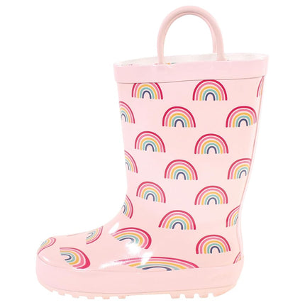 Hudson Baby Unisex-Child Rain Boots, Pink Rainbows, 12 US Toddler