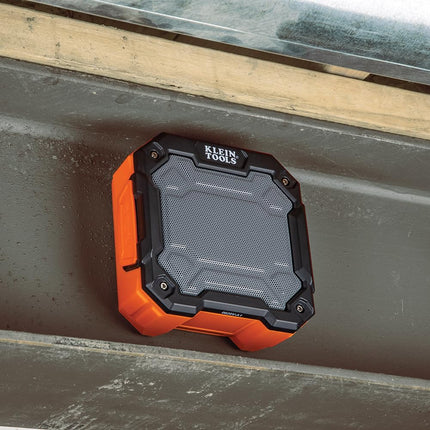 KLEIN TOOLS AEPJS3 Bluetooth Jobsite Speaker With Magnet and Hook, 20-Hr Run Time, Charge Via USB A or C, Pair Multiple Speakers Via Broadcast, Hands Free Capable