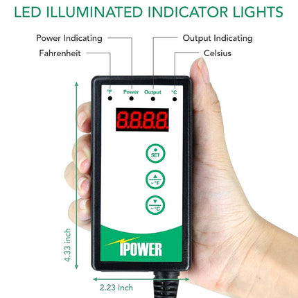 Simple Deluxe 50W Reptile Ceramic Heat Bulb No Light Emitting with 5.5 Inch 60W Dome Light Clamp Lamp Fixture and Digital Thermostat Controller, for Incubating Chicken & Amphibian Pet