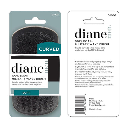 Diane Curved, Boar Military Brush D1002, Soft Bristles