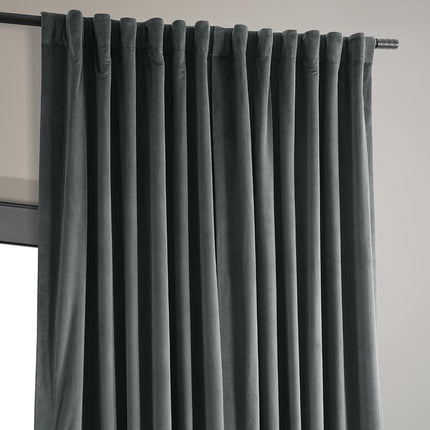 HPD Half Price Drapes Extra Wide Signature Velvet 120 Inch Long(1 Panel) 4-Pass Hotel Lined Window Thermal Blackout Curtains for Bedroom 100W x 120L, Natural Grey, 100" W x 120" L (Pack of 1)
