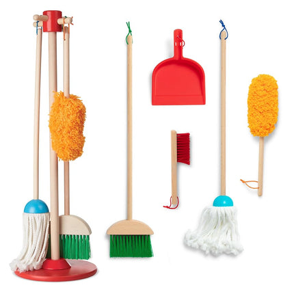 Melissa & Doug Let's Play House! Dust, Sweep & Mop | Wooden Toy | 6 Piece Pretend Play Cleaning Set | 3+ | Gift for Boy or Girl