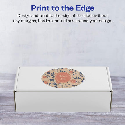 Avery Kraft Brown Oval Scalloped Labels with Sure Feed, 2" x 3", 400 Kraft Brown Labels, Print-to-The-Edge, Laser/Inkjet Printable Labels