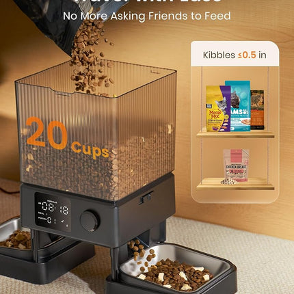 oneisall Automatic Cat Feeder for 2 Cats Pets, Timed Cat Food Dispenser