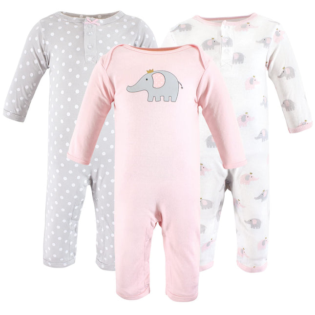 Hudson Baby baby-girls Cotton Coveralls, Pink Gray