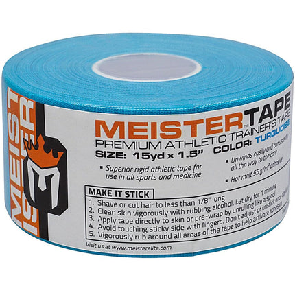 Meister 15Yd x 1.5" Premium Athletic Trainer's Tape for Sports and Medical (50% Longer) - Turquoise - 6 Rolls