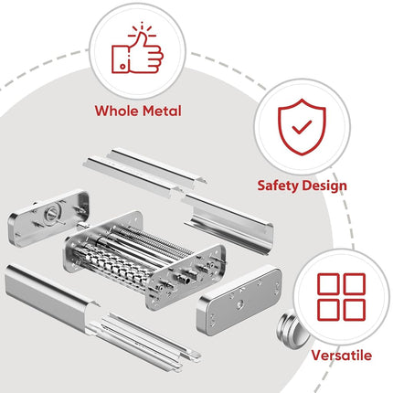 Pasta Attachment for Kitchenaid Stand Mixer, All Metal Pasta Maker Kitchenaid Attachment, Included Pasta Sheet Roller, Spaghetti Cutter, Fettuccine Cutter Maker Accessories and Cleaning Brush