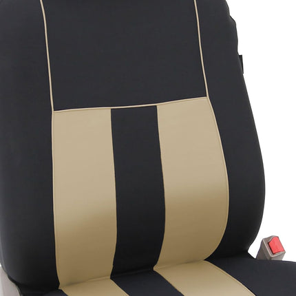 FH Group Three Row Striking Striped Full Set Car Seat Covers, Airbag Compatible & Split Ready – Universal Fit for Cars Trucks & SUVs (Beige) FB036217