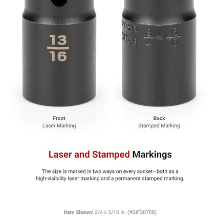 TEKTON 1/2 Inch Drive 19 x 21 mm Thin Wall Impact Flip Socket | SIF21921