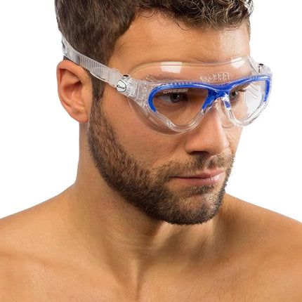 Cressi Cobra Anti Fog Premium Swim Goggles Mask - Clear/Blue