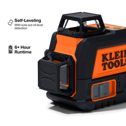 Klein Tools 93CPLG Compact Self-Leveling Laser Level, Bright Green Cross Line 360-Degree Laser Planes, Rechargeable, Magnetic Mount