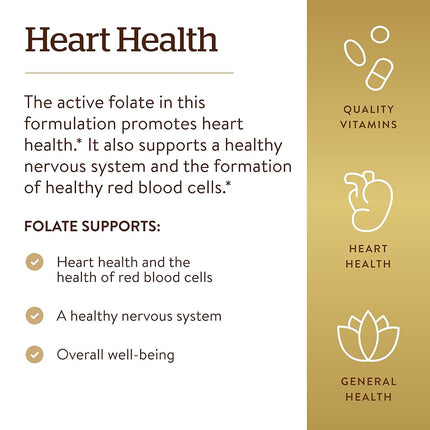 Solgar Folate 800 mcg (as Metafolin) Tablets 100 Count