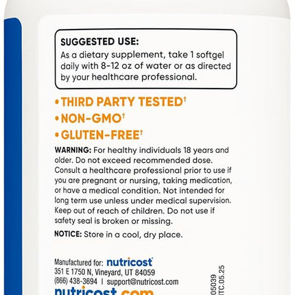 Nutricost Vitamin A 25000 IU, 500 Softgels, Non-GMO, Gluten Free