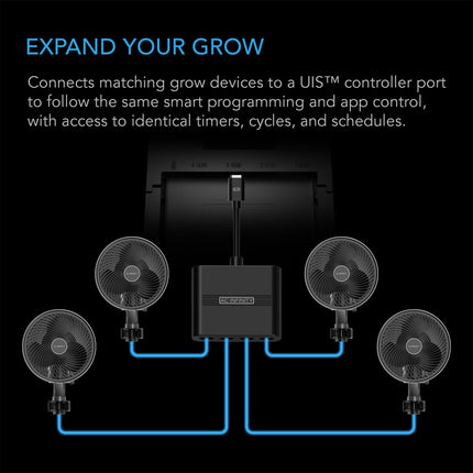 AC Infinity UIS Splitter Hub, 4-Port Adapter Dongle, Connector Cable Cord to Share UIS Programming for LED Grow Lights, EC Motor Fans, and Humidifiers