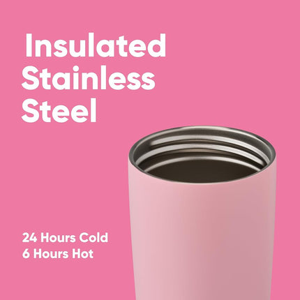 Owala SmoothSip Slider Stainless Steel Coffee Tumbler, 590ml, Pucker Up