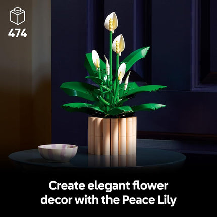 LEGO Botanicals Peace Lily - Artificial Potted Plants Set for Adults - incl. Faux White Flowers & Buds for Living Room or Bedroom Decor - DIY Gift Idea for Women - 11504